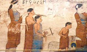 Sacrifice of a lamb on a Pitsa Panel, Corinth, 540–530 BC (Public Domain)