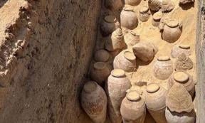 Archaeologists have discovered hundreds of ancient wine jars in Queen Merneith’s tomb. Source: Egyptian Ministry of Tourism and Antiquities