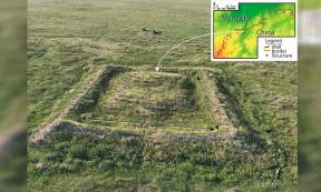 An aerial view captures a standard segment of the Mongolian Arc wall. Researchers investigating this lesser-known portion of the Great Wall of China have unveiled fresh perspectives on its historical significance. Source: Khaltaryn Balgas (MA21)/Journal of Field Archaeology 
