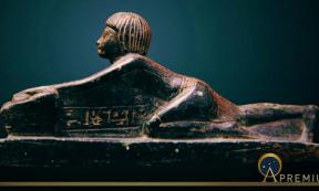A small schist statuette shows Prince Thutmose as a miller grinding grain. Louvre Museum, Paris. Design by Anand N. Balaji (Public Domain); Deriv.