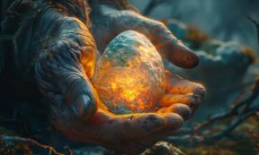 The cosmic egg in the hands of a giant deity