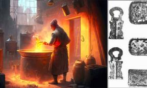 Left, ancient alchemy painting. Right, The artifact known as the ‘Nanjing Belt’ seems to be proof of the existence of aluminum in early China. Source: Left; primopiano/Adobe Stock Right; Soul-guidance