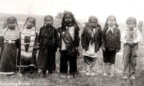 Sioux children on their first day of school, 1897. Library of Congress. 