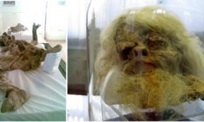 Left; Salt man No 4 16 years old youth. Right; Head of Salt man 1, IIran Baastan Museum.