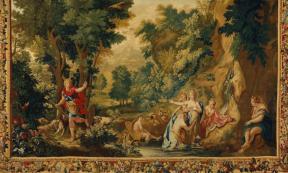 Painting, Acteon, having accidentally seen the goddess Diana and her nymphs bathing, begins to change into a stag