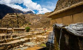 Ollantaytambo aerial view, sacred valley in the Andes, Peru
