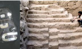 A previously discovered pendant made by the Sechin culture. (Lombard Museum/CC BY 3.0) Right: The newly unearthed Peruvian pyramid was also made by the Sechin culture. (Andina)