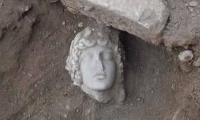 The 1,800-year-old face of Apollo uncovered at Philippi. Source: Greek Reporter / Ministry of Culture.