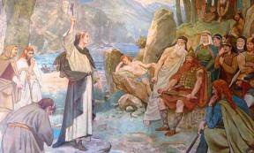 Saint Columba converting King Brude of the Picts to Christianity, Scottish National Portrait Gallery 