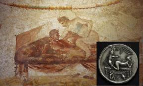A Pompeii brothel mural.