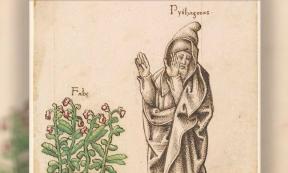 French manuscript from 1512/1514, showing Pythagoras turning his face away from fava beans in revulsion. Source: Public Domain