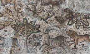 Section of the Roman mosaic floor unearthed in a cherry orchard in eastern Turkey.