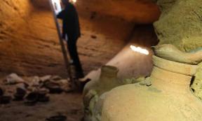 What began as an accidental discovery of a natural Israeli cave became a manmade Ramesses II era tomb full of artifacts, bronze and clay, from nearly 3,300 years ago! Source: Emil Algam / Israel Antiquities Authority