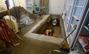 Archaeologists pictured during excavation works at the site, uncovering remains of London’s first Roman Basilica.