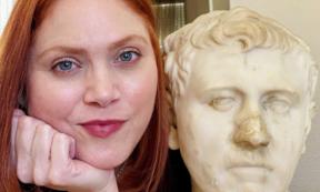 Vintage goods store owner, Laura Young, with the Roman bust.	Source: Laura Young / MySanantonio