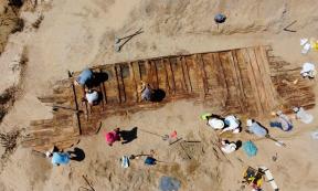Serbian coal miners found the remains of a Roman ship that likely supplied an ancient frontier city and military headquarters. Source: Institute of Archaeology, Belgrade