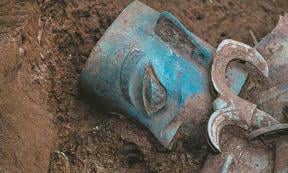 Just one of the stunning metal-crafted artifacts recently found in a small portion of the sacrificial pits area at the Sanxingdui site in southwestern China, which had been almost lost to time until the 1980s. Source: Xinhua / China Daily Post