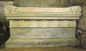 Replica of the Sarcophagus of Scipio Barbatus at the Scipios Tomb. 