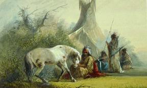 ‘Shoshone Indian and his Pet Horse’ (1858-1860) by Alfred Jacob Miller.
