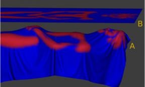 The imprint of the Shroud of Turin made on fabric by a shallow bas-relief. 