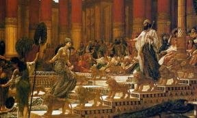 The visit of the Queen of Sheba to King Solomon.