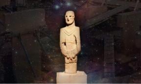 Deriv; Statue from Gobeklitepe at Urfa Museum (CC BY 2.0), Orion Nebula (CC BY 4.0), and Gobekli Tepe 