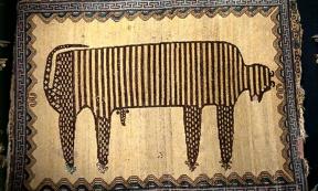 A photo of the sacred cat rug.