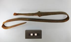 The ritually bend sword found at Værebro Ådal, Veksø, Denmark.