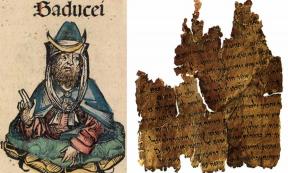 Left, a Sedducee, who some scholars claim the Teacher of Righteousness is based on. Right, A fragment of the Damascus Scroll in which the Teacher is most mentioned. 	Source: Left; Hartmann Schedel / Public Domain, Right; CC0