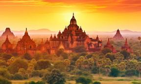 The temples of Bagan, Myanmar. Source: Painting Cat / Adobe Stock.