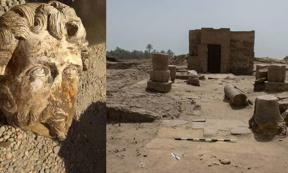 Head of Marcus Aurelius found at Aswan/Site of the newly discovered shrine at Luxor, 