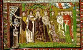 Mosaic - Empress Theodora and Retinue, San Vitale in Ravenna. 