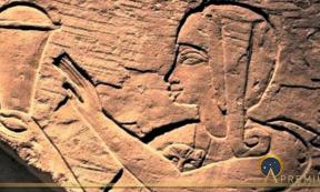 Limestone relief of Crown Prince Thutmose in the role of high priest. Saqqara. Neues Museum, Berlin. Design by Anand N. Balaji (Merja Attia); Deriv.