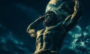 Ai generated image of a Titan or giant hurling a boulder.