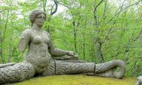 Typhon and Echidna were parents to a pantheon of Greek monsters. Statue of Echidna in Parco dei Mostri, Bomarzo, Italy  Source: Public Domain