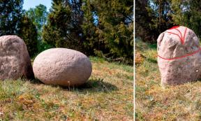 Viking Era phallic stone and burial globe from Tystberga. Source: (Uppdrag arkeologi)