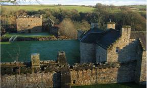 Aerial view of Craignethan Castle in South Lanarkshire, Scotland
