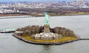 The Statue of Liberty on Liberty Island.