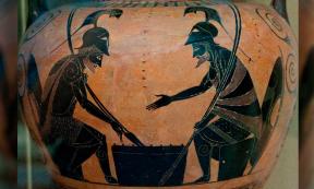 Achilles and Ajax engaged in a game of “pessi” an ancient Greek board game. Mysterious ancient stone spheres may have been used in a board game. Source: Egisto Sani / CC BY-NC-SA 2.0