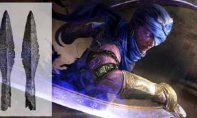AI image of Arab warrior assassin rushing through the desert with two curved sabers with which magical Arabian runes. Source: warmtail/Adobe Stock