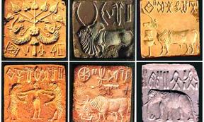 A collection of tablets displaying Indus Valley script. 