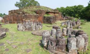 Maha-stupa at Ratnagiri Buddhist Excavation revealed 3 enormous Buddha heads.