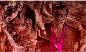Illustration of Al Pacino showing his human and true faces, playing Satan in the movie ‘The Devil’s Advocate.’