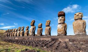 Group of Moai statues at the quarry of Rano Raraku, Easter Island.    Source: thomaslusth / Adobe Stock