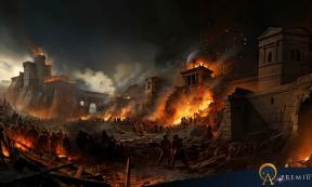 The fall of an ancient city by war. 