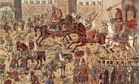 Theophilos Hatzimihail, ''The Siege of Constantinople'', from 1932, depicting Ottoman capture of the Eastern Roman Empire capital.