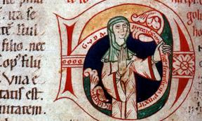 Self portrait of Guda, a 12th century nun and female scribe. 