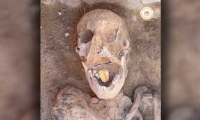 Top image: An Egyptian mummy with a golden tongue (Egyptian Ministry of Tourism and Antiquities)
