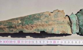 One of the Bronze Age daggers found in a field in Lower Saxony, dating to 1,500 BC.