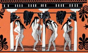 Hygiene has evolved over the years, but we’ve been taking showers for centuries. Women bathing in a public gymnasium; Gouache painting based on an ancient Greek vase. Source: Wellcome Collection / Public Domain